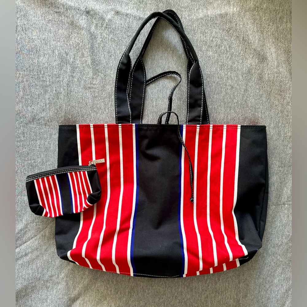 Lancôme Paris Striped Tote Bag + Accessory Pouch